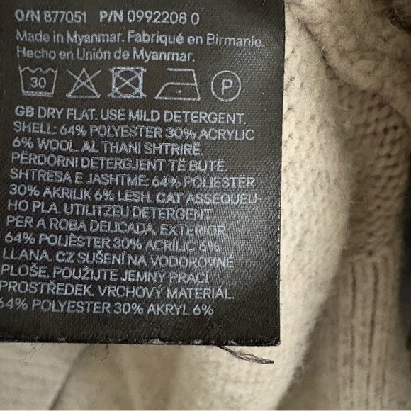 H&M Wool Blend Sweater Mockneck Relaxed Fit Taupe Size M - Picture 10 of 11